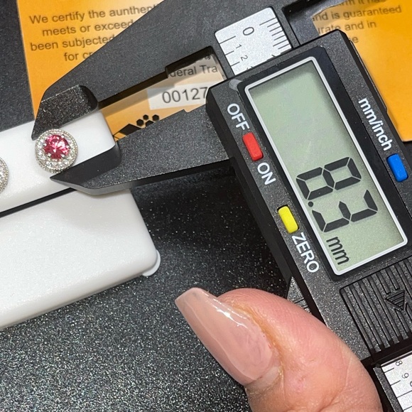 White gold vermeil 925 genuine ruby crystal screw back earrings, gift for her - Picture 3 of 4